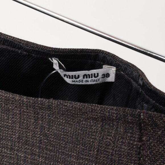 Miu Miu Brown Wool Drop Waist Skirt - Picture 4 of 10